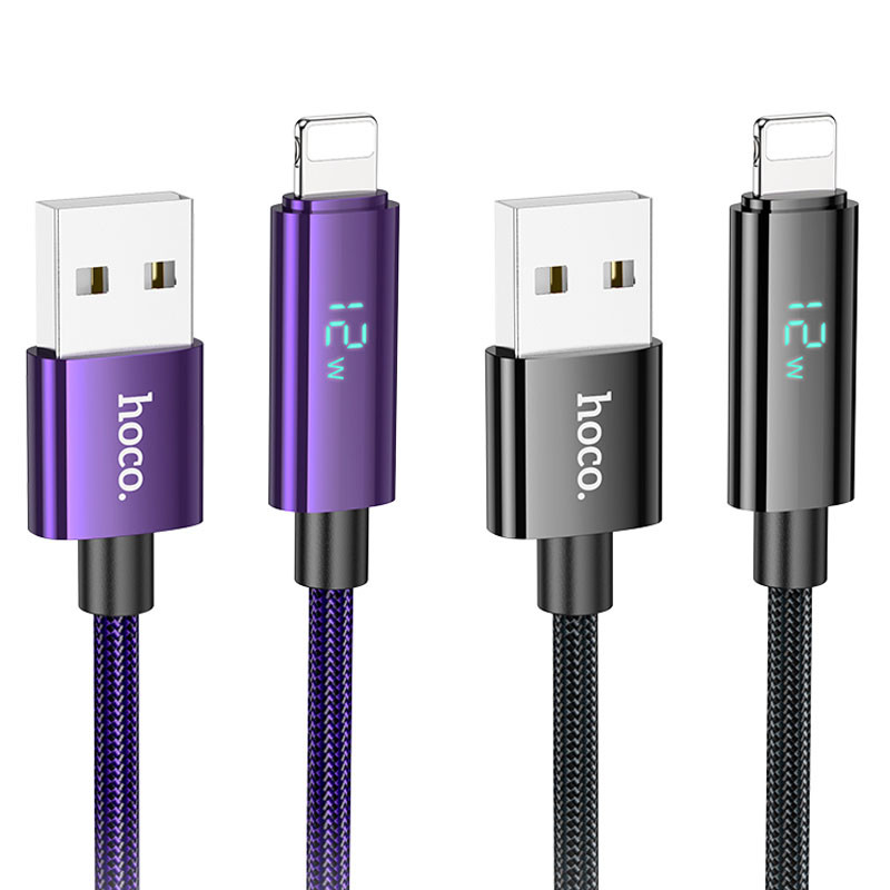 Дата кабель Hoco U125 Benefit 2.4A USB to Lightning with display (1.2m)