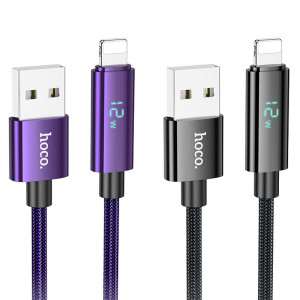 Дата кабель Hoco U125 Benefit 2.4A USB to Lightning with display (1.2m)