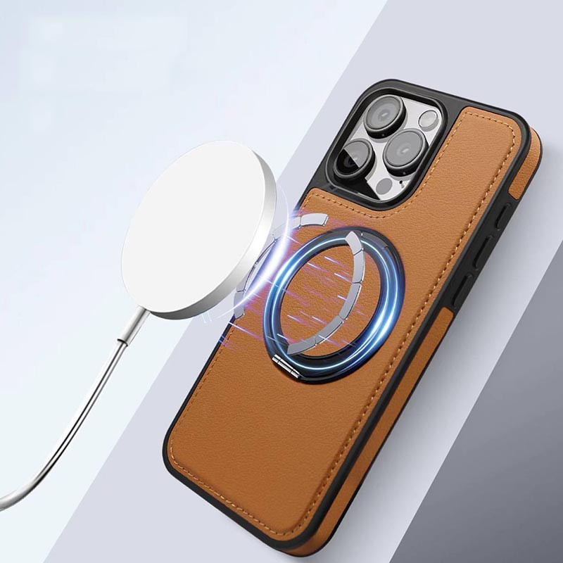 Фото Шкіряна накладка Retro with Magnetic Safe на Apple iPhone 16 Pro (6.3") (Brown) на vchehle.ua