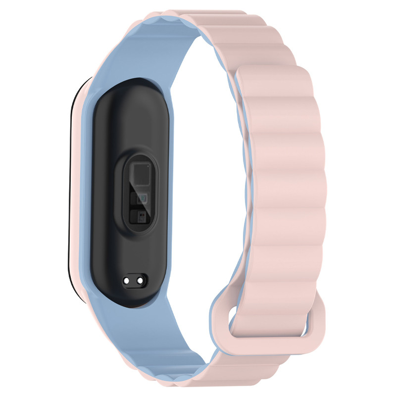 Фото Ремінець Dual-color Magnetic для Xiaomi Mi Band 9/8 (Light Pink / Lilac Blue) на vchehle.ua