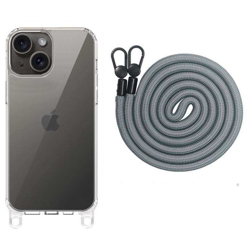 Чехол TPU Transparent with Straps для Apple iPhone 15 (6.1") (Fog)