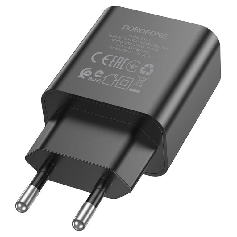 Фото СЗУ Borofone BA72A Spring QC3.0 (1USB-A) (Black) в магазине vchehle.ua