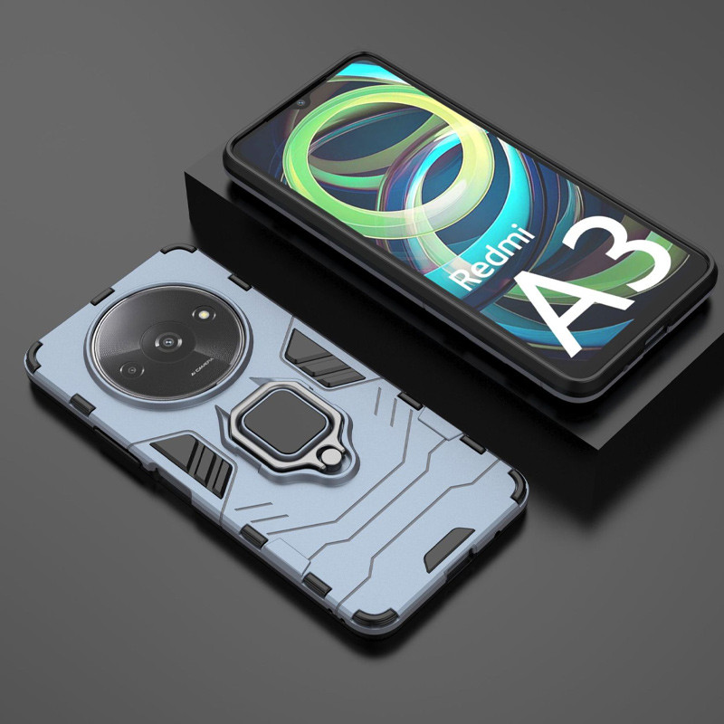 Фото Ударопрочный чехол Transformer Ring for Magnet для Xiaomi Redmi A3 (Серый / Metal slate) на vchehle.ua