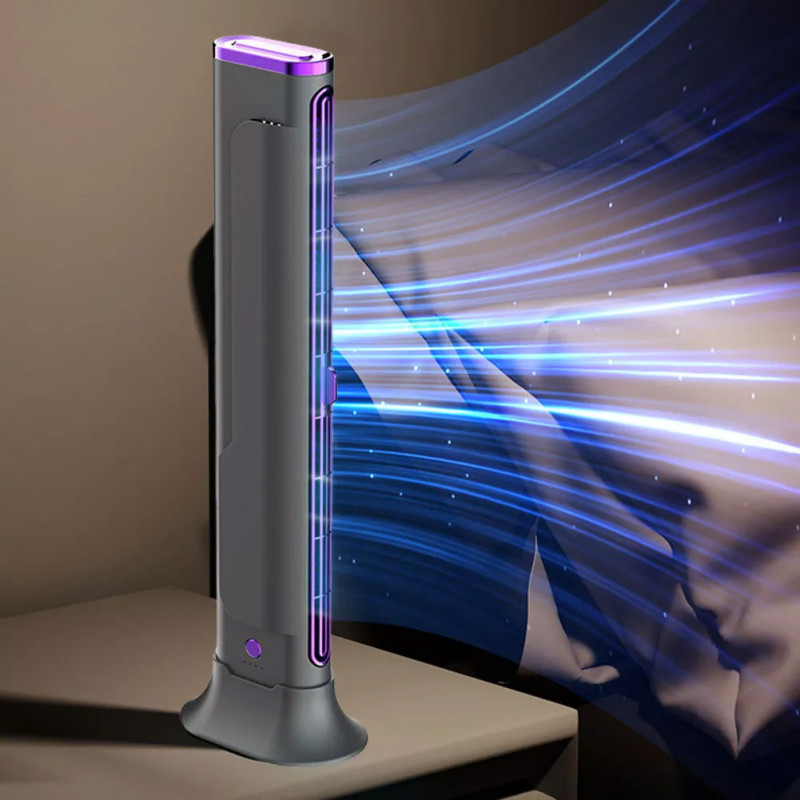 Фото Настольный вентилятор F3 Tower Fan 3 speeds with battery 1200 mAh (Purple) на vchehle.ua