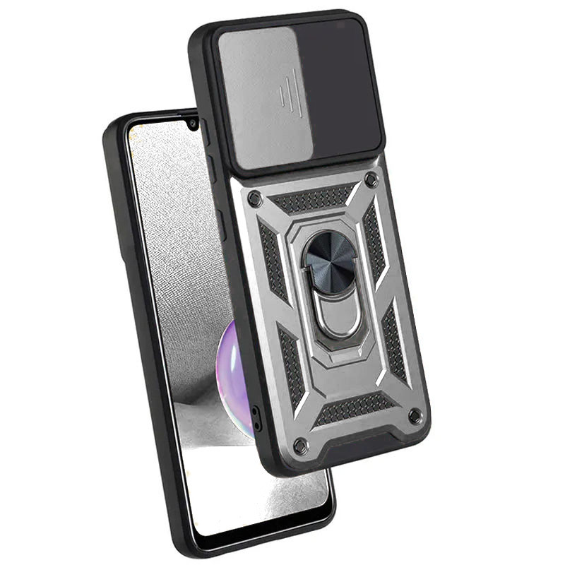 Фото Ударопрочный чехол Camshield Serge Ring для Xiaomi Redmi 10C (Серебряный) на vchehle.ua