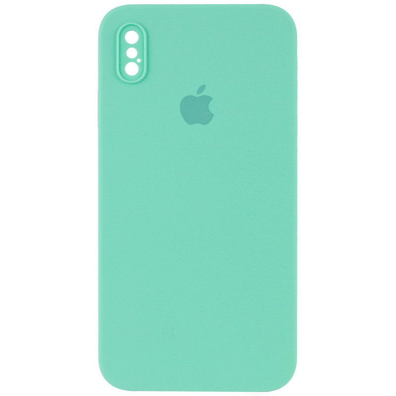 Чохол Silicone Case Square Full Camera Protective (AA) для Apple iPhone X / XS (5.8") (Бірюзовий / Turquoise)