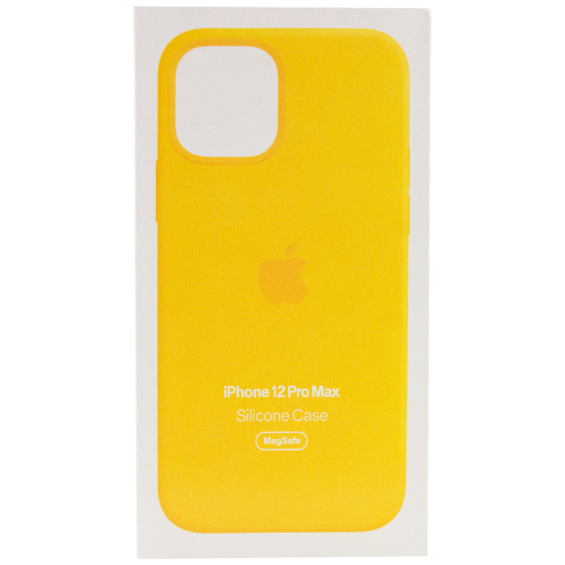 Купити Уценка Чехол Silicone case (AAA) full with Magsafe and Animation для Apple iPhone 12 Pro Max (6.7") (Дефект упаковки / Жовтий / Sunflower) на vchehle.ua