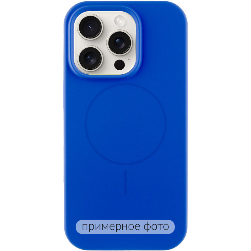 Чехол Silicone Case Full Protective (AA) NO LOGO with Magnetic Safe для Apple iPhone 13 (6.1") (Синий / Capri Blue)