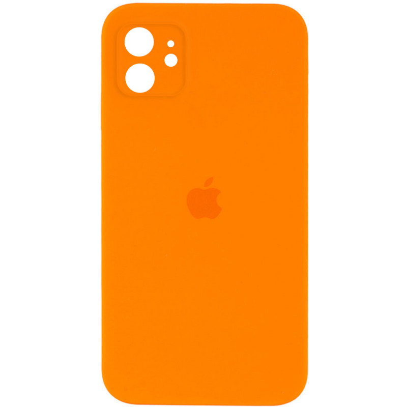 Чехол Silicone Case Square Full Camera Protective (AA) для Apple iPhone 11 (6.1") (Оранжевый / Bright Orange)