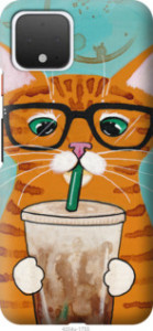 Чехол Зеленоглазый кот в очках для Google Pixel 4