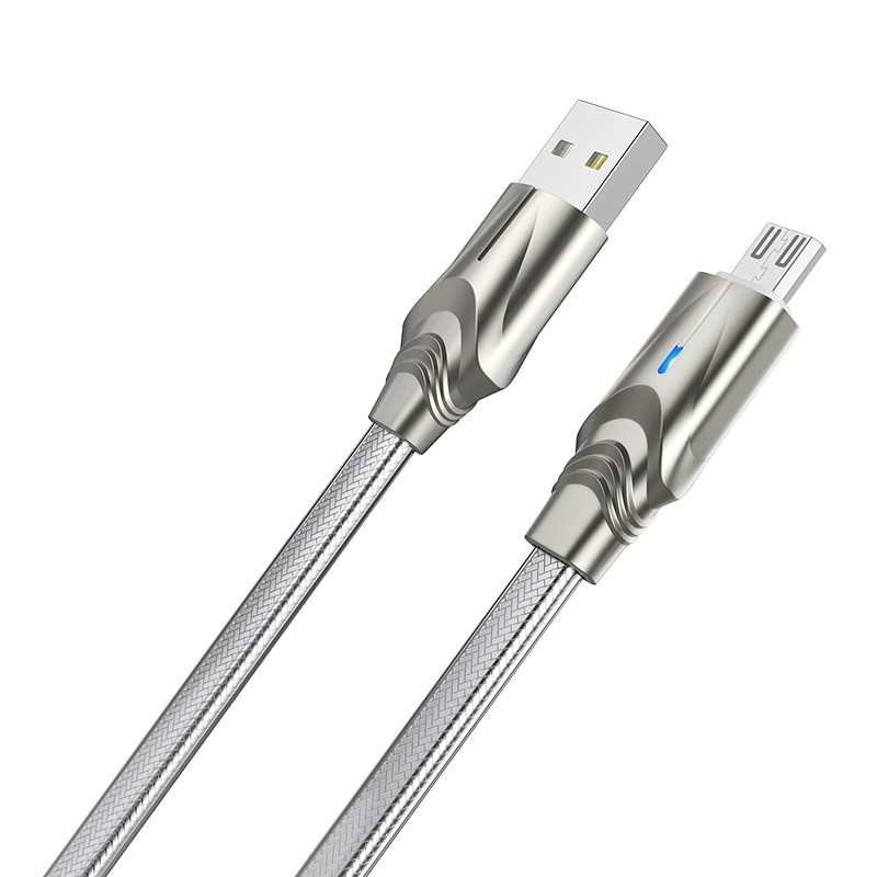 Фото Дата кабель Borofone BU12 Synergy USB to MicroUSB (1.2m) (Срібний) на vchehle.ua