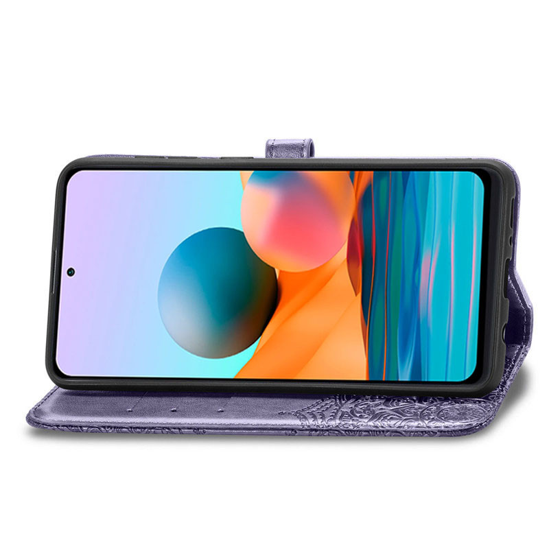 Фото Кожаный чехол-книжка Art Case с визитницей для Xiaomi Redmi Note 10 Pro / 10 Pro Max (Фиолетовый) на vchehle.ua