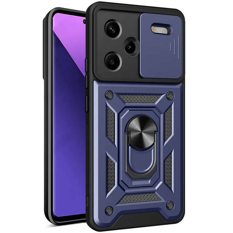 Ударопрочный чехол Camshield Serge Ring для Xiaomi Redmi Note 13 Pro+ (Синий)