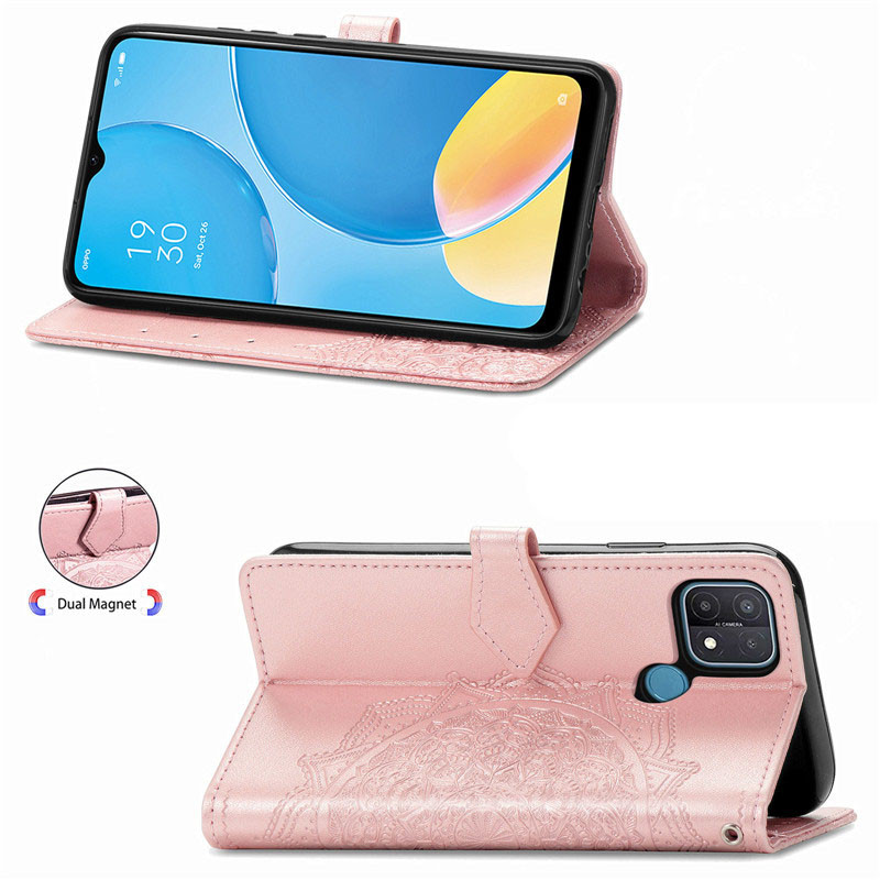 Купить Кожаный чехол-книжка Art Case с визитницей для Oppo A15 / A15s (Розовый) на vchehle.ua