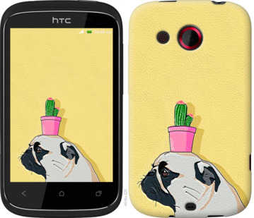 

Чехол Мопс с кактусом для HTC Desire C A320e 795472