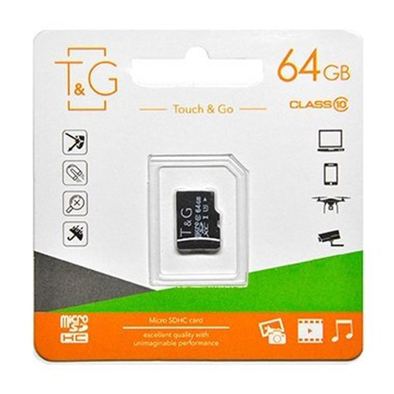 

Карта пам'яті T&G microSDHC 64 GB class 10 (без адаптера) (Чорний) 1213213