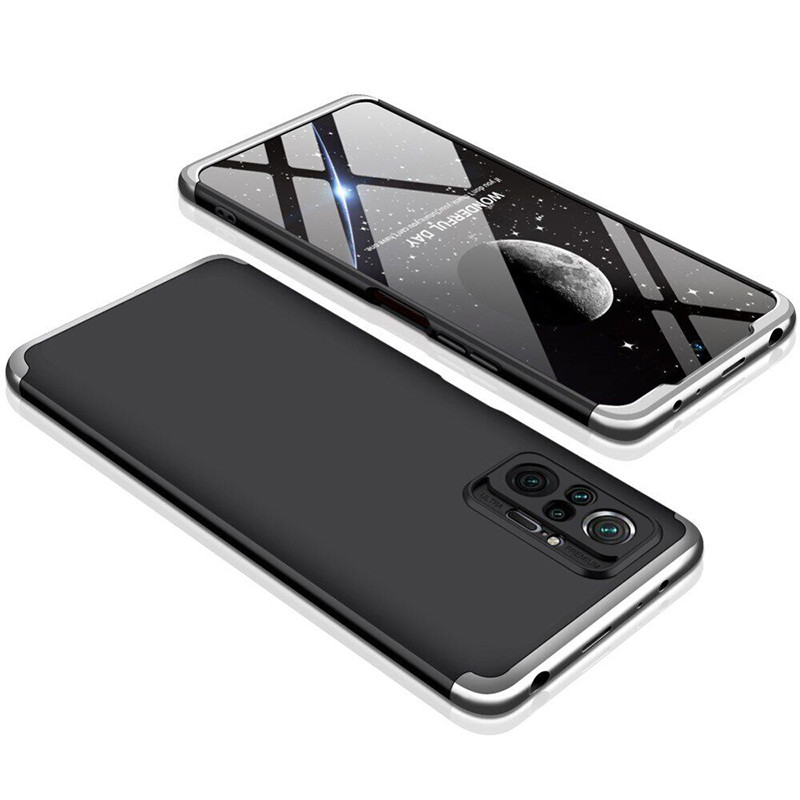 Замовити Пластикова накладка GKK LikGus 360 градусів (орр) на Xiaomi Redmi Note 10 Pro / 10 Pro Max (Чорний / Срібний) на vchehle.ua