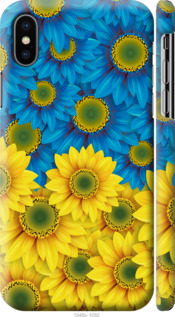 Чехол Жёлто-голубые цветы для iPhone XS