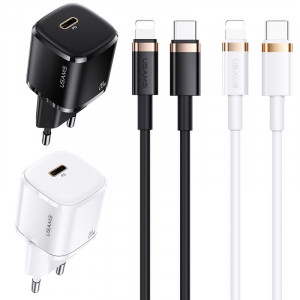 МЗП Usams US-XFK T36 20W (1USB-C) + кабель Type-C to Lightning