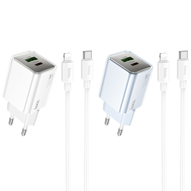 МЗП Hoco N46 Glorious PD20W+QC3.0 (1USB-A/1C) + кабель Type-C to Lightning