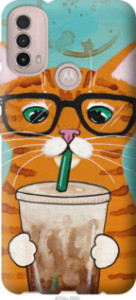 Чехол Зеленоглазый кот в очках для Motorola E40