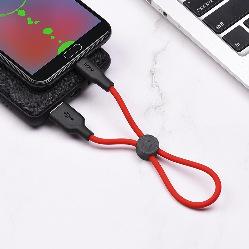 Фото Дата кабель Hoco X21 Plus Silicone MicroUSB Cable (0.25m) (Black / Red) в магазине vchehle.ua