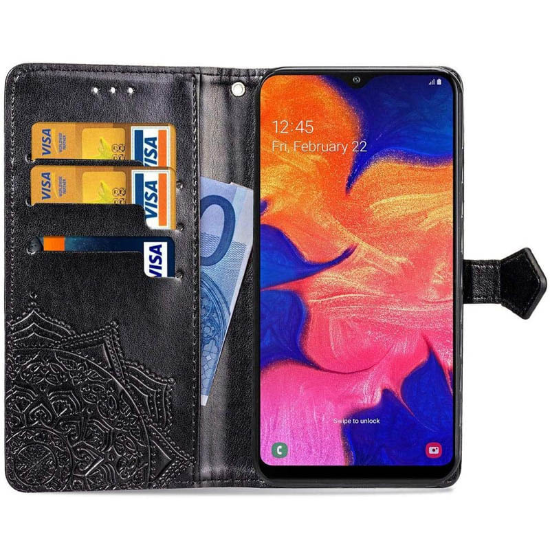 Кожаный чехол (книжка) Art Case с визитницей для Samsung Galaxy A10 (A105F) (Черный) в магазине vchehle.ua