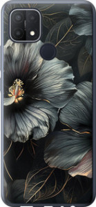 Чехол Черные цветы для Oppo A15