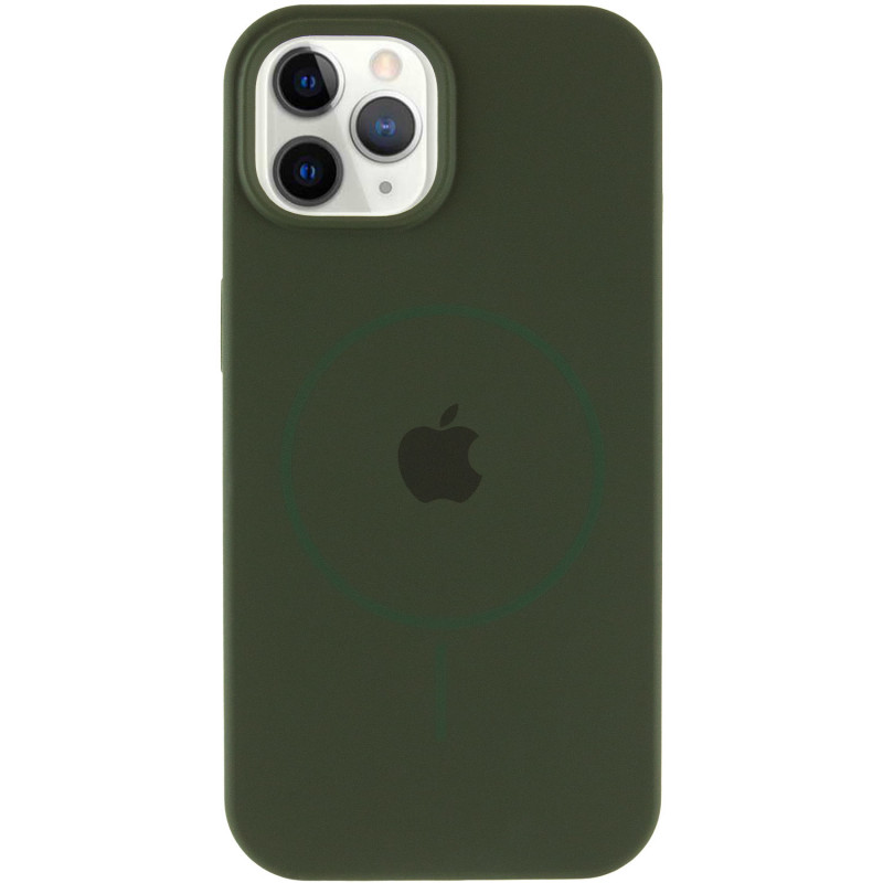 Фото Чохол Silicone Case Full Protective (AA) with Magnetic Safe на Apple iPhone 12 Pro Max (6.7") (Зелений / Cyprus Green) на vchehle.ua