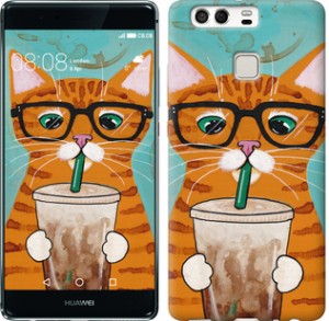 Чохол Зеленоокий кіт в окулярах на Huawei P9