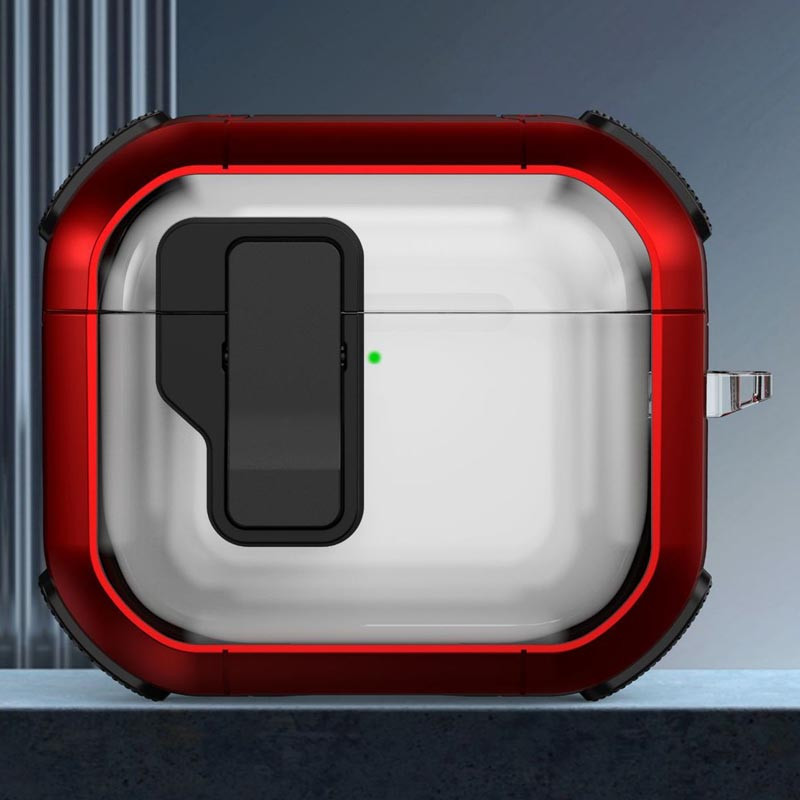 Фото Футляр противоударный Locking Button для наушников Airpods 3 (Red) на vchehle.ua