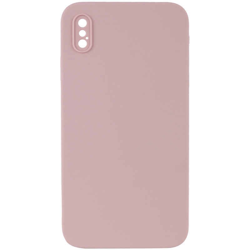 Silicone Case Square Full Camera Protective (AA) NOLOGO на Apple iPhone XS Max (6.5") (Рожевий / Pink Sand)