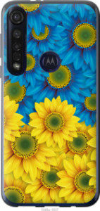 Чехол Жёлто-голубые цветы для Motorola G8 Plus