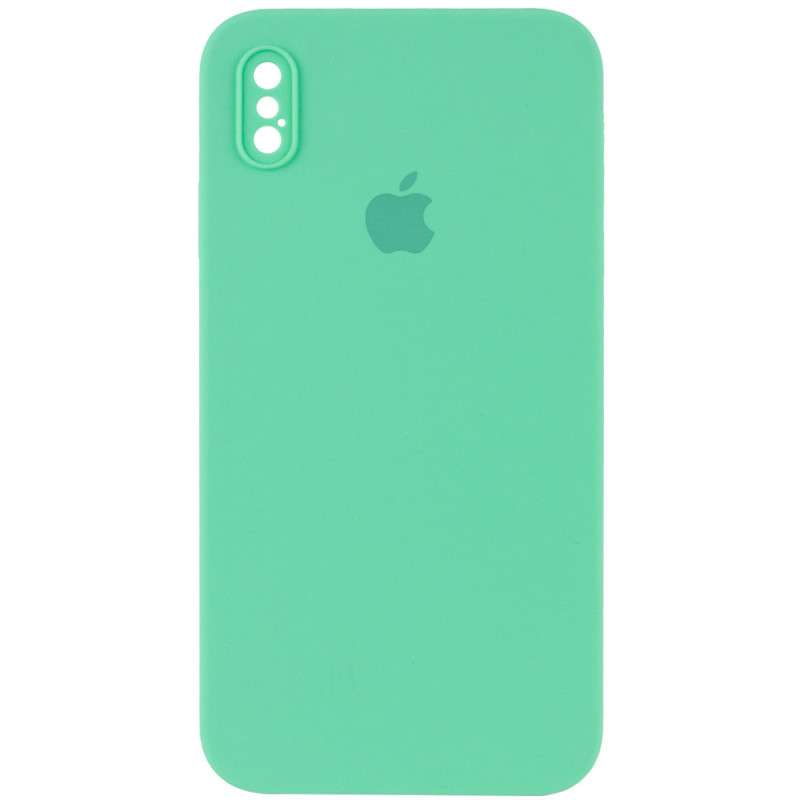 Чохол Silicone Case Square Full Camera Protective (AA) для Apple iPhone X / XS (5.8") (Зелений / Spearmint)