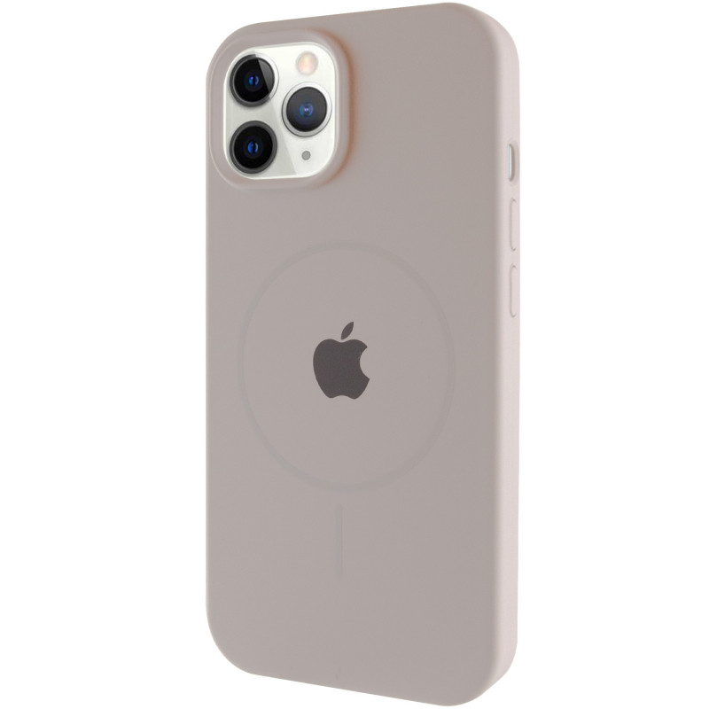 Чохол Silicone Case Full Protective (AA) with Magnetic Safe на Apple iPhone 12 Pro Max (6.7") (Сірий / Light Grey)