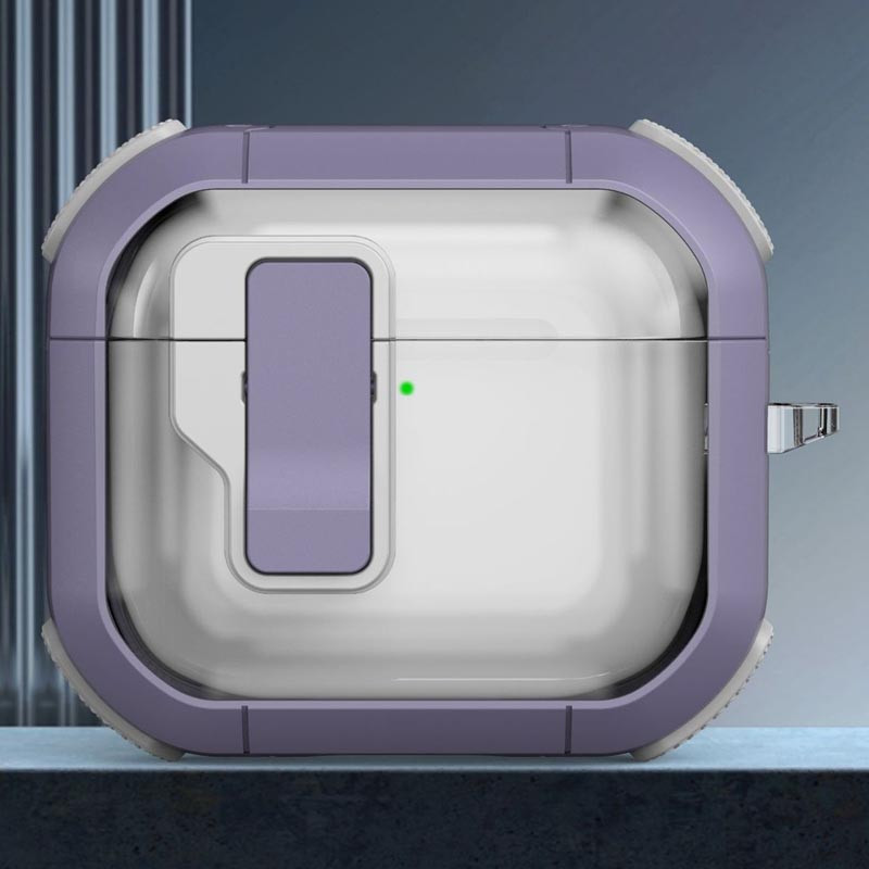 Фото Футляр противоударный Locking Button для наушников Airpods 3 (Light Purple) на vchehle.ua