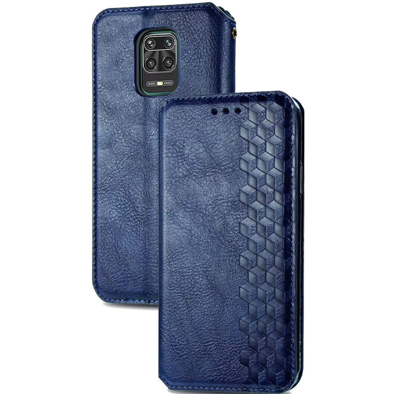 Фото Кожаный чехол книжка GETMAN Cubic (PU) для Xiaomi Redmi Note 9s / Note 9 Pro / Note 9 Pro Max (Синий) в магазине vchehle.ua