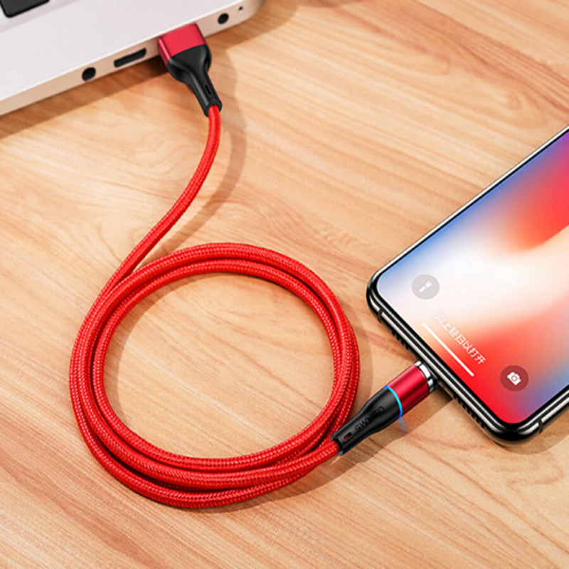 Фото Дата кабель USAMS US-SJ352 U32 Magnetic USB to Lightning (1m) (2.4A) (Червоний) в маназині vchehle.ua