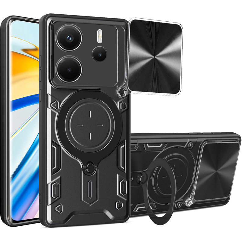 Ударопрочный чехол Bracket case with Magnetic для Xiaomi Redmi Note 14 5G (Black)