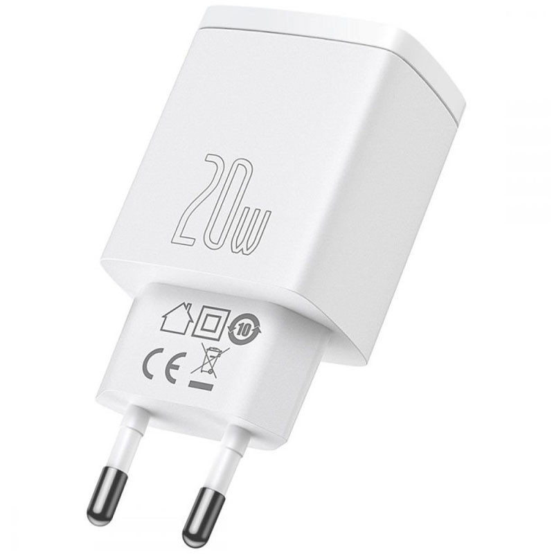 МЗП Baseus Compact Quick Charger 20W QC+PD (1USB-A/1C) (CCXJ-B) (White)
