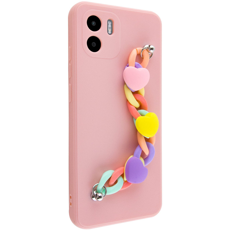 Чехол Chained Heart c подвесной цепочкой для Xiaomi Redmi A1 / A2 (Pink Sand)