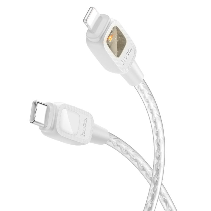 Фото Дата кабель Hoco U124 Stone silicone Power-off Type-C to Lightning (1.2m) (Gray) на vchehle.ua