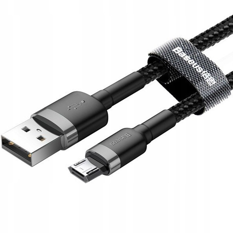 Фото Дата кабель Baseus Cafule MicroUSB Cable 2.4A (0.5m) (CAMKLF-A) (Сірий / Чорний) в маназині vchehle.ua