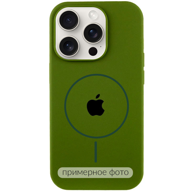 Чохол Silicone Case Full Protective (AA) with Magnetic Safe на Apple iPhone 14 (6.1") (Зелений / Dark Olive)