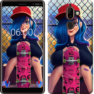 

Чехол Прикольная девочка со скейтбордом для Nokia 7 Plus 618474