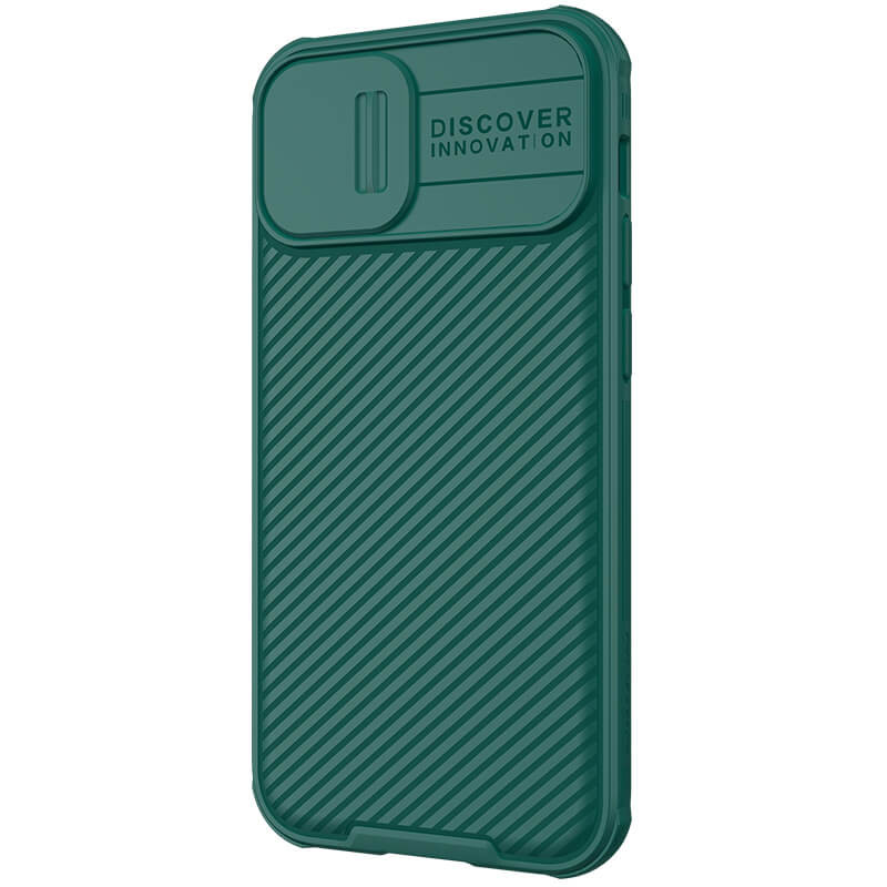 Фото Карбоновая накладка Nillkin Camshield (шторка на камеру) для Apple iPhone 13 / 14 (6.1") (Зеленый / Dark Green) в магазине vchehle.ua