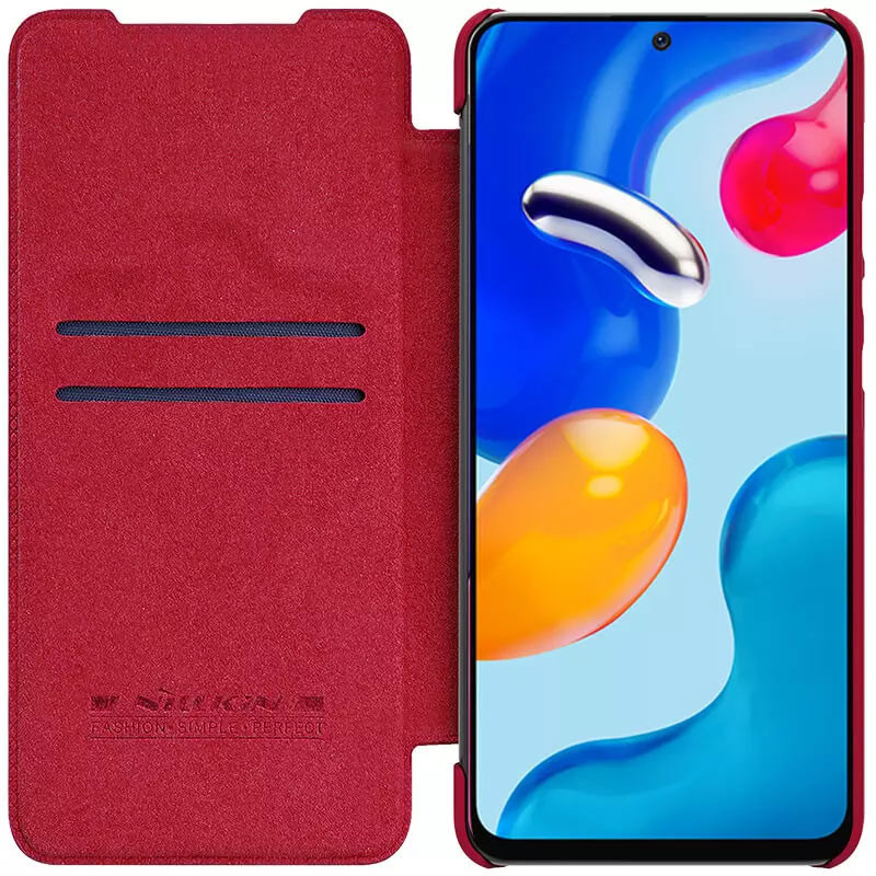 Купити Шкіряний чохол (книжка) Nillkin Qin Series на Xiaomi Redmi Note 11S (Червоний) на vchehle.ua