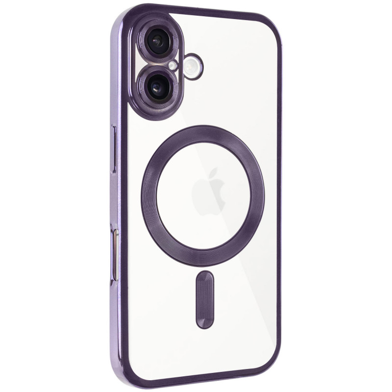 TPU чехол Fibra Chrome with Magnetic safe для Apple iPhone 16 (6.1") (Purple)