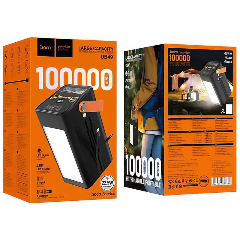 Заказать Power Bank Hoco 100 000 mAh DB49 Action 22.5W (Black) на vchehle.ua