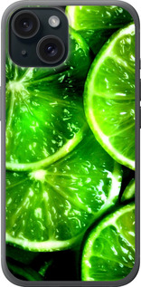 Чехол Зелёные дольки лимона для iPhone 15